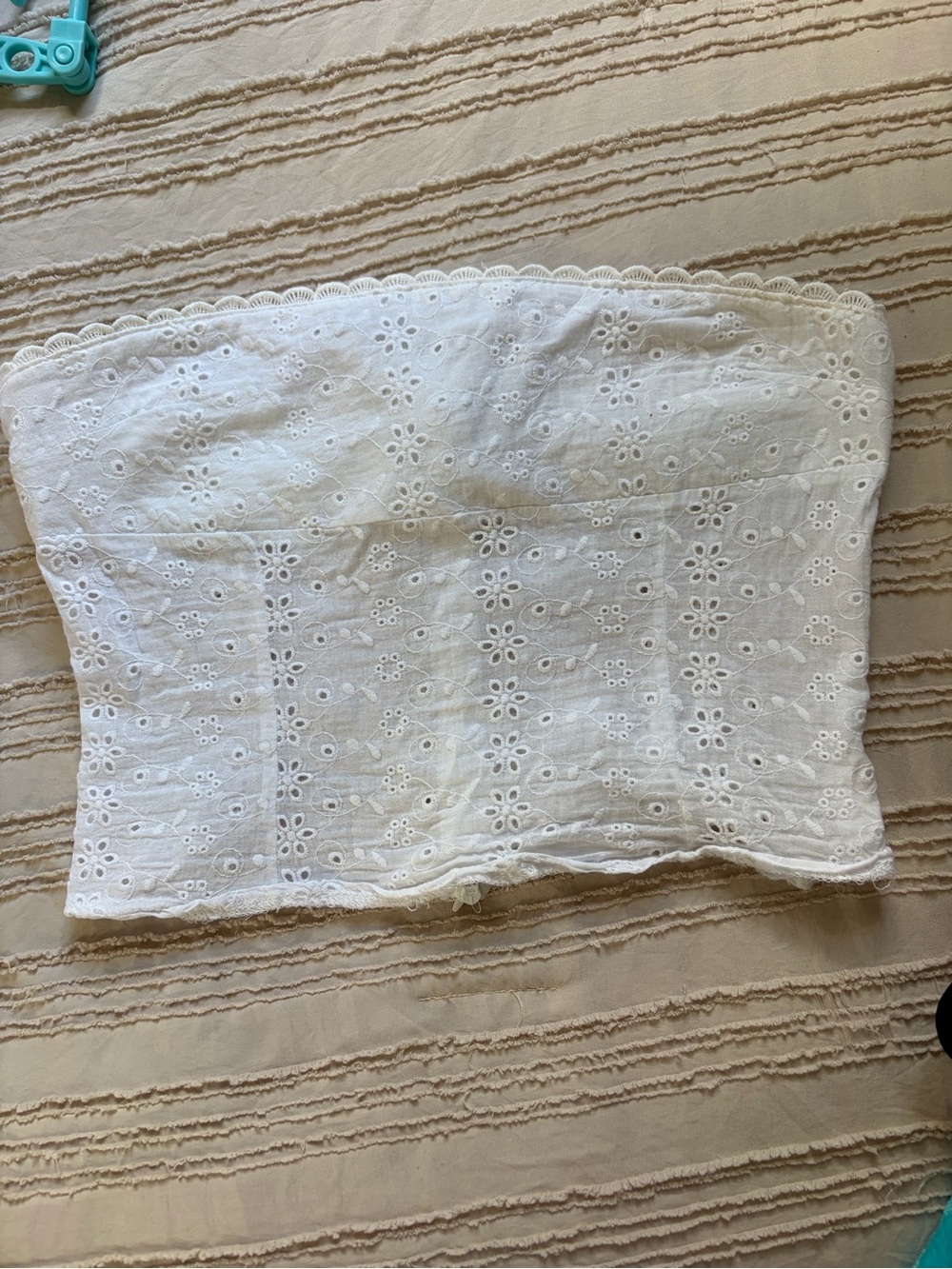 Amazon White Eyelet Lace Strapless Crop Top